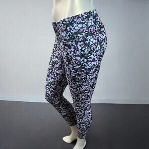 Avia Pink Blue Abstract High Waist Athletic Leggings Recycled Fabric L 10-12